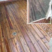 Close-up Before & After Decks cleaned and sealed