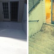 Pressure washed stairwell before and after Pressure Washed Concrete
