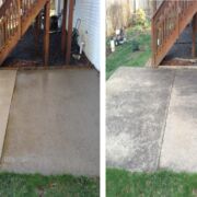 Pressure washed concrete before and after Pressure Washed Concrete