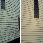 Before and After Vinyl siding before and after powerwashing