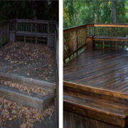 Sun Deck Before and After Pressure washed deck